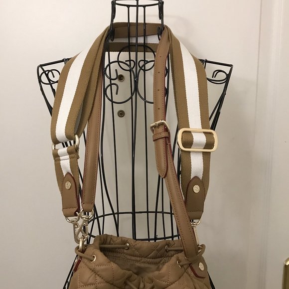 GUC MZ Wallace Tan Crosby Bucket Quilted Crossbody Bag 2 Original Straps - Picture 4 of 7